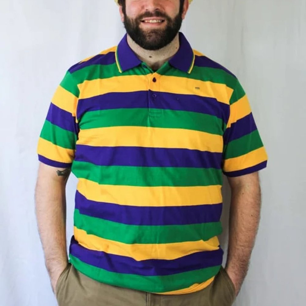 Mardi Gras Polo~Mardi Gras Rugby Shirt~Mardi Gras Adult Short Sleeve Polo Shirt